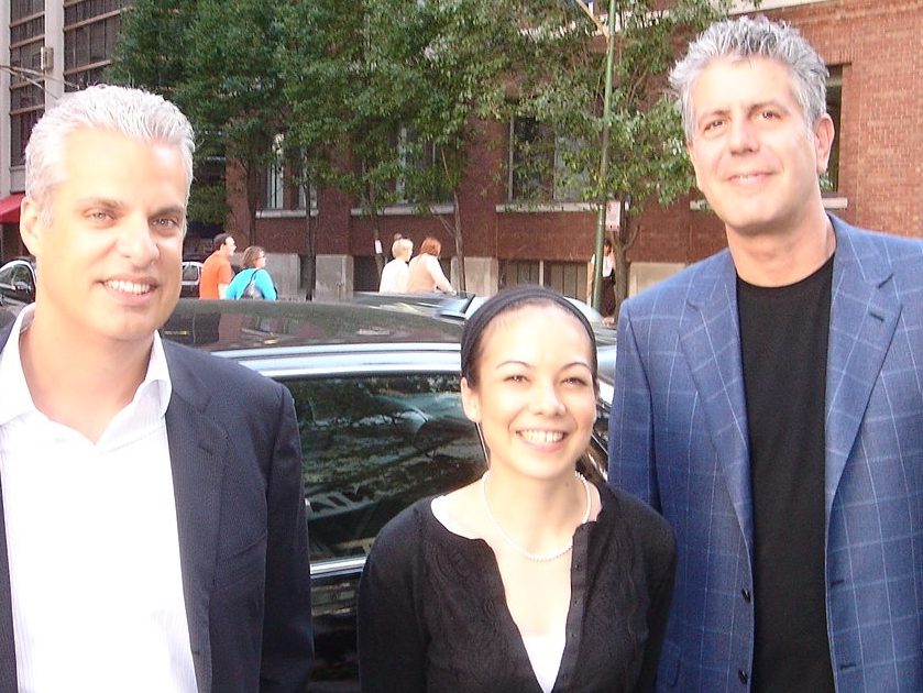 Eric Ripert, Jessica VanRoo and Anthony Bourdain